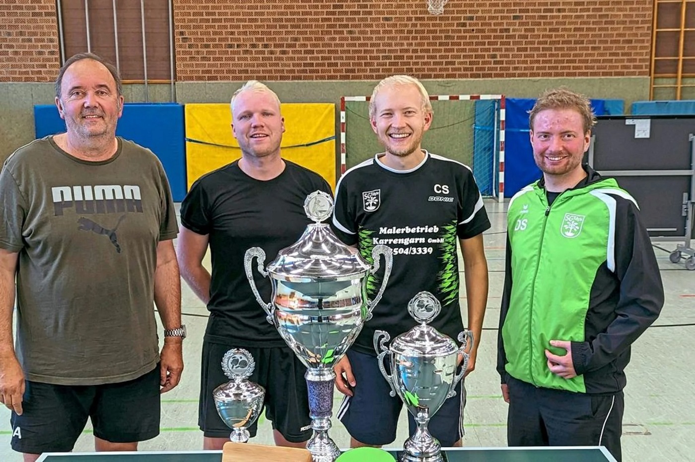 Die neuen Vereinsmeister der Tischtennisabteilung der SG Telgte: (v.l.) Marco Althoff (Vizemeister Einzel), Björn Busch (Einzel), Christian Stöckl (Doppel und Brettchen) und Daniel Stöckl (Doppel).